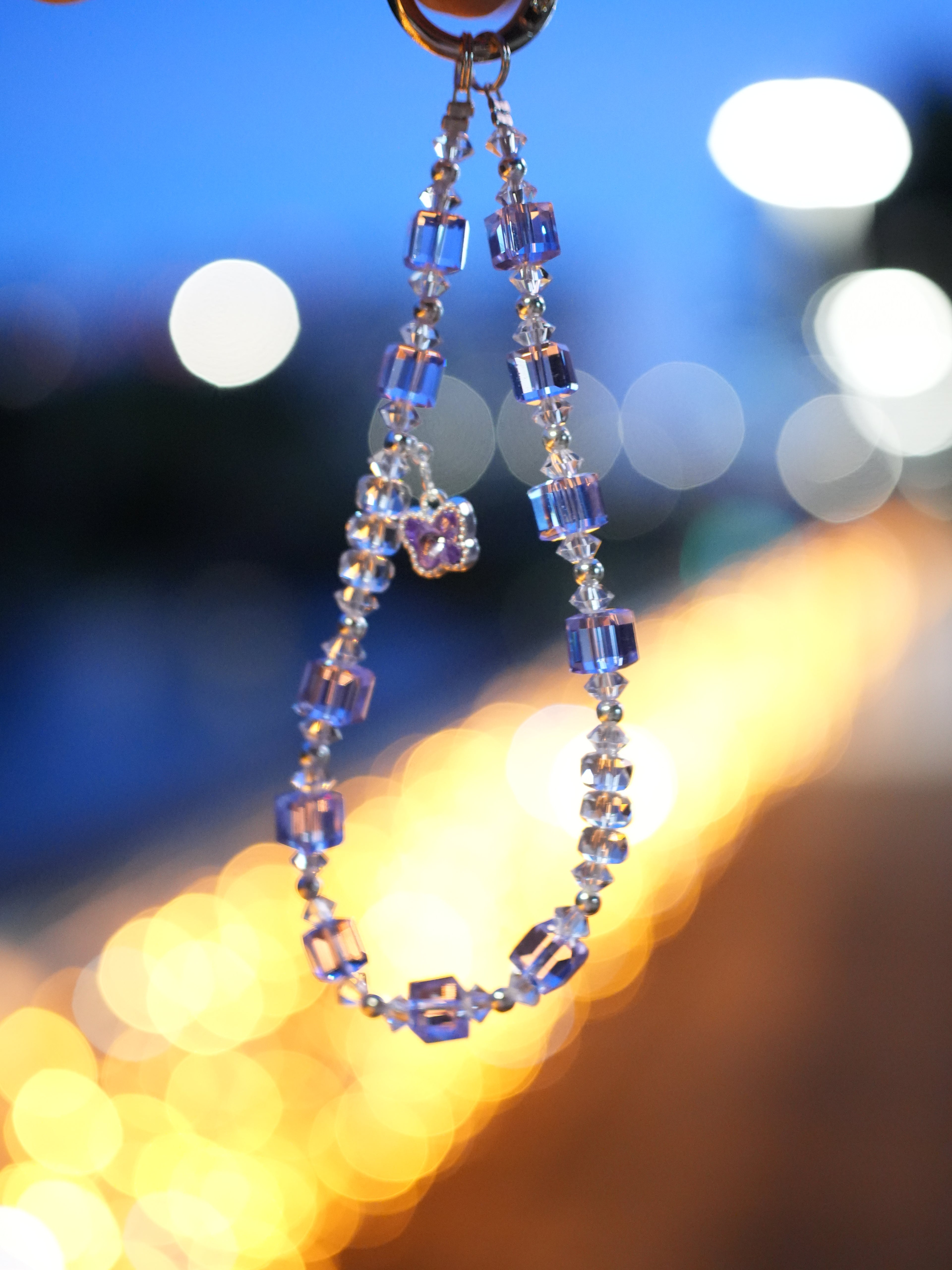 Iridescent Crystal Beaded Phone Strap – Handmade Sparkly Phone Charm Wristlet