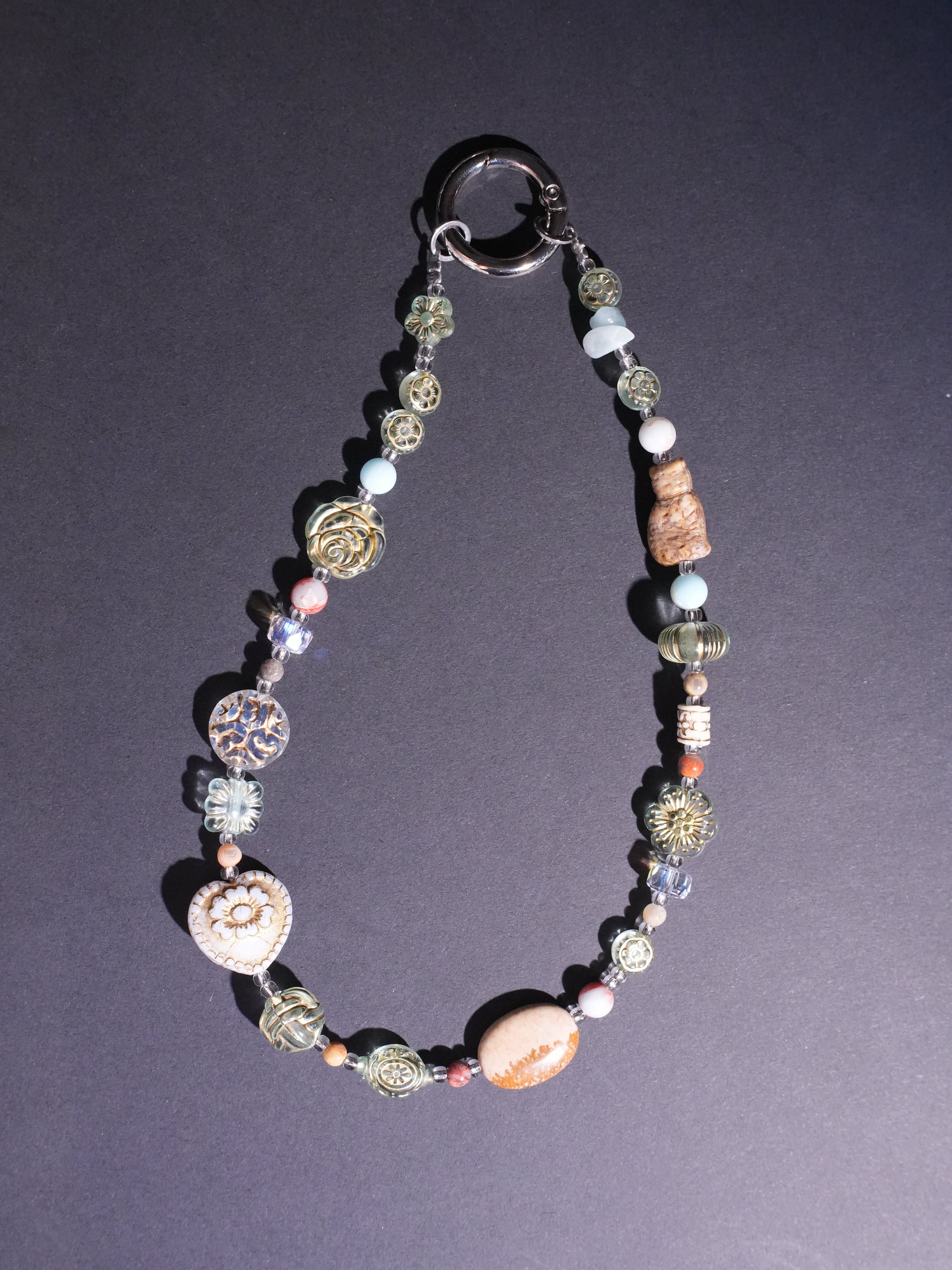 Vintage-Inspired Beaded Phone Strap – Boho Chic Handcrafted Charm